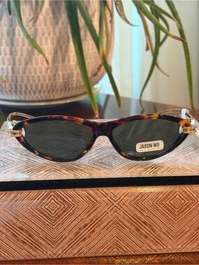 Jason Wu Tortoiseshell Cat-Eye Sunglasses with Dark Green Lenses